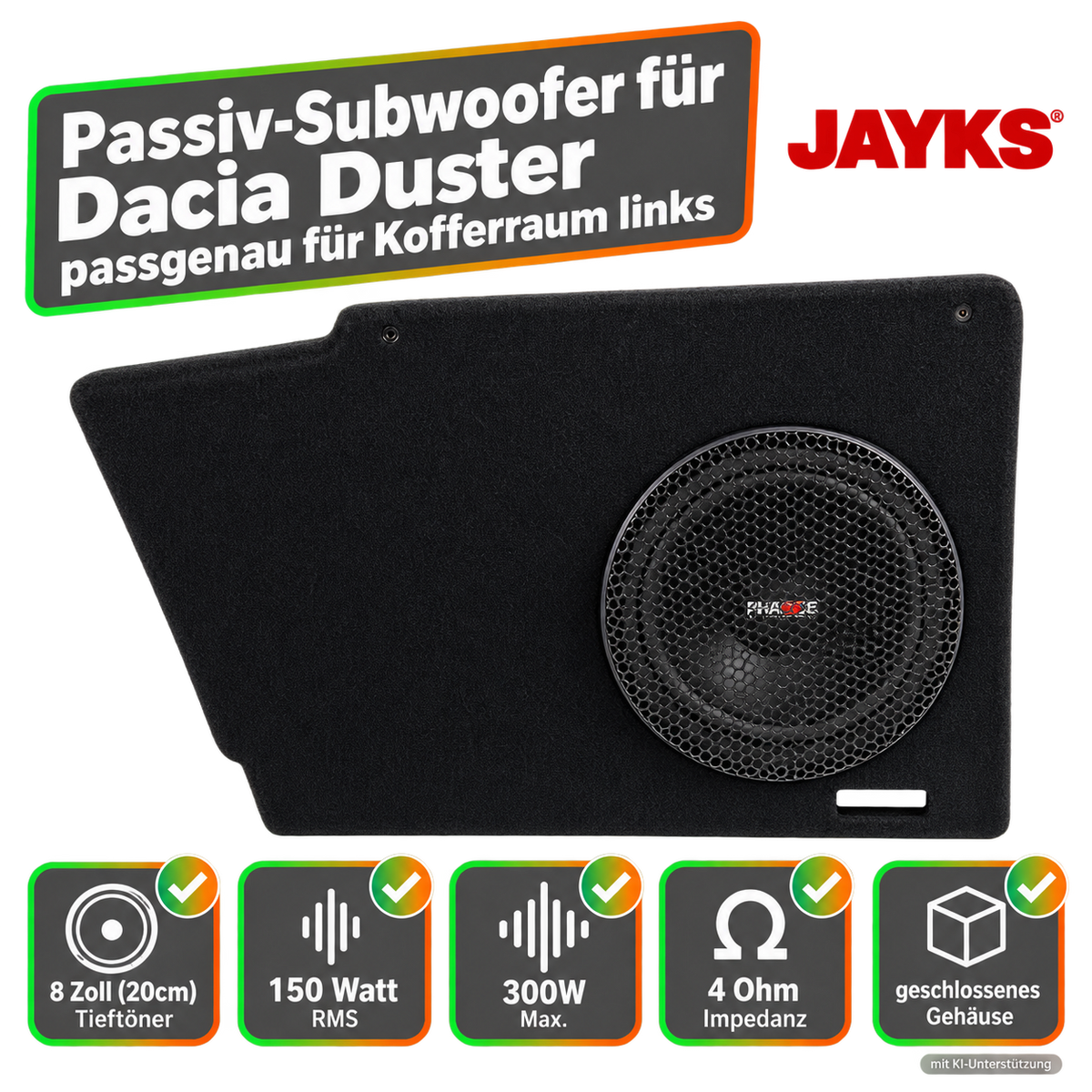 SUB dda• Auto-Subwoofer 150 Watt passgenau für Dacia Duster 1