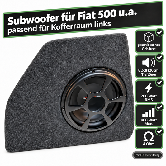 SUB F500 • Auto-Subwoofer 200 Watt passgenau für Fiat 500